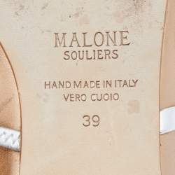 Pre Owned Malone Souliers Metallic Gold/Silver Leather Maureen Flat Mules Size 39