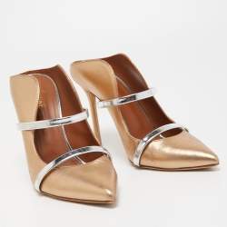 Pre Owned Malone Souliers Metallic Leather Maureen Mules Size 38