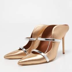 Pre Owned Malone Souliers Metallic Leather Maureen Mules Size 38