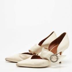 Malone Souliers White Satin Maite Pumps Size 39.5