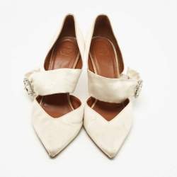 Malone Souliers White Satin Maite Pumps Size 39.5