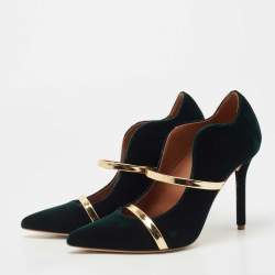 مملوكة مسبقًا Malone Souliers Green Velvet Maureen Pumps Size 36