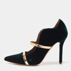 مملوكة مسبقًا Malone Souliers Green Velvet Maureen Pumps Size 36