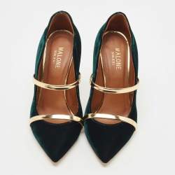 مملوكة مسبقًا Malone Souliers Green Velvet Maureen Pumps Size 36
