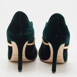 مملوكة مسبقًا Malone Souliers Green Velvet Maureen Pumps Size 36