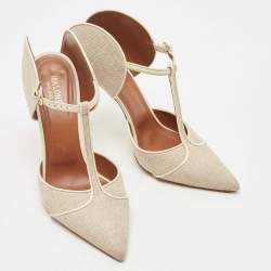 Pre Owned Malone Souliers Cream Leather and Canvas Imogen Pumps Size 41