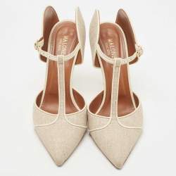Pre Owned Malone Souliers Cream Leather and Canvas Imogen Pumps Size 41