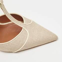 Pre Owned Malone Souliers Cream Leather and Canvas Imogen Pumps Size 41