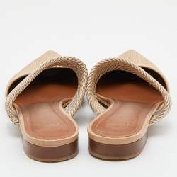 Pre Owned Malone Souliers Beige Raffia Maisie Flat Mules Size 39