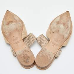 Pre Owned Malone Souliers Beige Raffia Maisie Flat Mules Size 39
