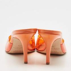 Pre Owned Malone Souliers Orange PVC Missy Pointed Toe Sandals Size 38.5