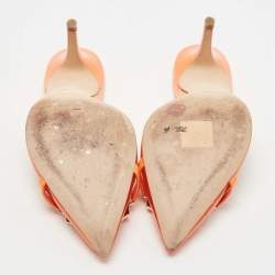 Pre Owned Malone Souliers Orange PVC Missy Pointed Toe Sandals Size 38.5