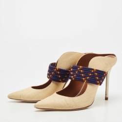 Pre Owned Malone Souliers Beige Raffia Mara Pumps Size 39.5