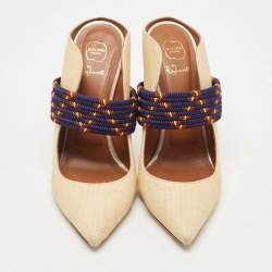 Pre Owned Malone Souliers Beige Raffia Mara Pumps Size 39.5