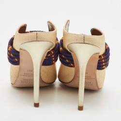 Pre Owned Malone Souliers Beige Raffia Mara Pumps Size 39.5