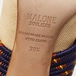 Pre Owned Malone Souliers Beige Raffia Mara Pumps Size 39.5