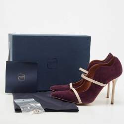 Pre Owned Malone Souliers Burgundy/Beige Suede and Leather Maureen Pumps Size 38 
