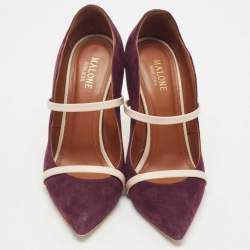 Pre Owned Malone Souliers Burgundy/Beige Suede and Leather Maureen Pumps Size 38 