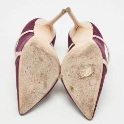 Pre Owned Malone Souliers Burgundy/Beige Suede and Leather Maureen Pumps Size 38 