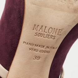 Pre Owned Malone Souliers Burgundy/Beige Suede and Leather Maureen Pumps Size 38 