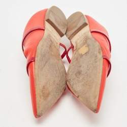 Pre Owned Malone Souliers Red Leather Maureen Flat Mules Size 37.5