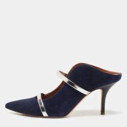 Pre Owned Malone Souliers Navy Blue Leather Maureen Pumps Size 37.5