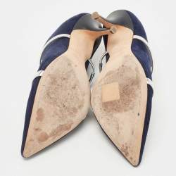 Pre Owned Malone Souliers Navy Blue Leather Maureen Pumps Size 37.5