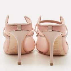 Pre Owned Malone Souliers Pink Mesh and Leather Marguerite Bow Pointed Toe Mules Size 36