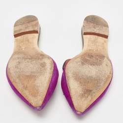 Pre Owned Malone Souliers Purple Canvas And Suede Mules Size 38.5