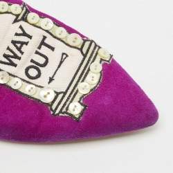 Pre Owned Malone Souliers Purple Canvas And Suede Mules Size 38.5
