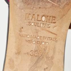 Pre Owned Malone Souliers Purple Canvas And Suede Mules Size 38.5