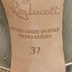 Pre Owned Malone Souliers Gold/Yellow Mesh and Velvet Marguerite Mules Size 37