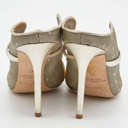 Pre Owned Malone Souliers Gold/Yellow Mesh and Velvet Marguerite Mules Size 37