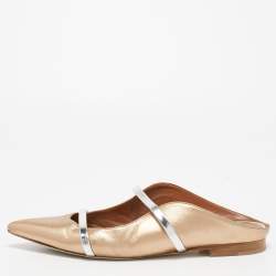 Pre Owned Malone Souliers Metallic Bronze Leather Maureen  Pointed Toe Mules Size 39