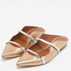 Pre Owned Malone Souliers Metallic Bronze Leather Maureen  Pointed Toe Mules Size 39