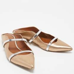 Pre Owned Malone Souliers Metallic Bronze Leather Maureen  Pointed Toe Mules Size 39