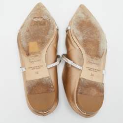 Pre Owned Malone Souliers Metallic Bronze Leather Maureen  Pointed Toe Mules Size 39