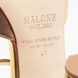 Pre Owned Malone Souliers Gold Foil Leather Jule Ankle Strap Sandals Size 41