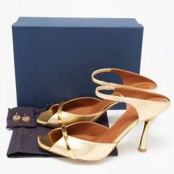 Pre Owned Malone Souliers Gold Foil Leather Jule Ankle Strap Sandals Size 41