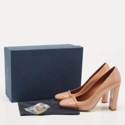 Pre Owned Malone Souliers Beige Patent Lorena MS Block Heel Pumps Size 37