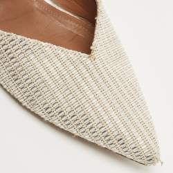 Pre Owned Malone Souliers Two Tone Woven Canvas Maisie Flat Mules Size 37.5