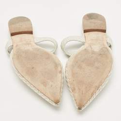 Pre Owned Malone Souliers Two Tone Woven Canvas Maisie Flat Mules Size 37.5