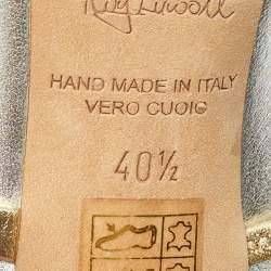 Pre Owned Malone Souliers Silver/Gold Foil Leather Maureen Pointed Toe Pumps Size 40.5