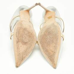 Pre Owned Malone Souliers Silver/Gold Foil Leather Maureen Pointed Toe Pumps Size 40.5