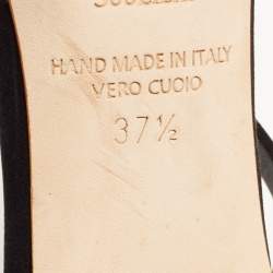 Pre Owned Malone Souliers Black Satin Fion Crystal Embellished Slide Sandals Size 37.5