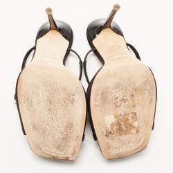 Pre Owned Malone Souliers Black Satin Fion Crystal Embellished Slide Sandals Size 37.5