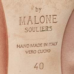 Pre Owned Malone Souliers Beige Satin Maureen Pointed Toe Mules Size 40