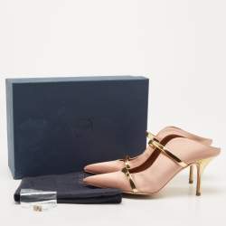 Pre Owned Malone Souliers Beige Satin Maureen Pointed Toe Mules Size 40