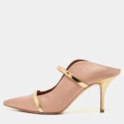 Pre Owned Malone Souliers Beige Satin Maureen Pointed Toe Mules Size 40