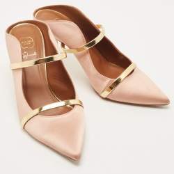 Pre Owned Malone Souliers Beige Satin Maureen Pointed Toe Mules Size 40